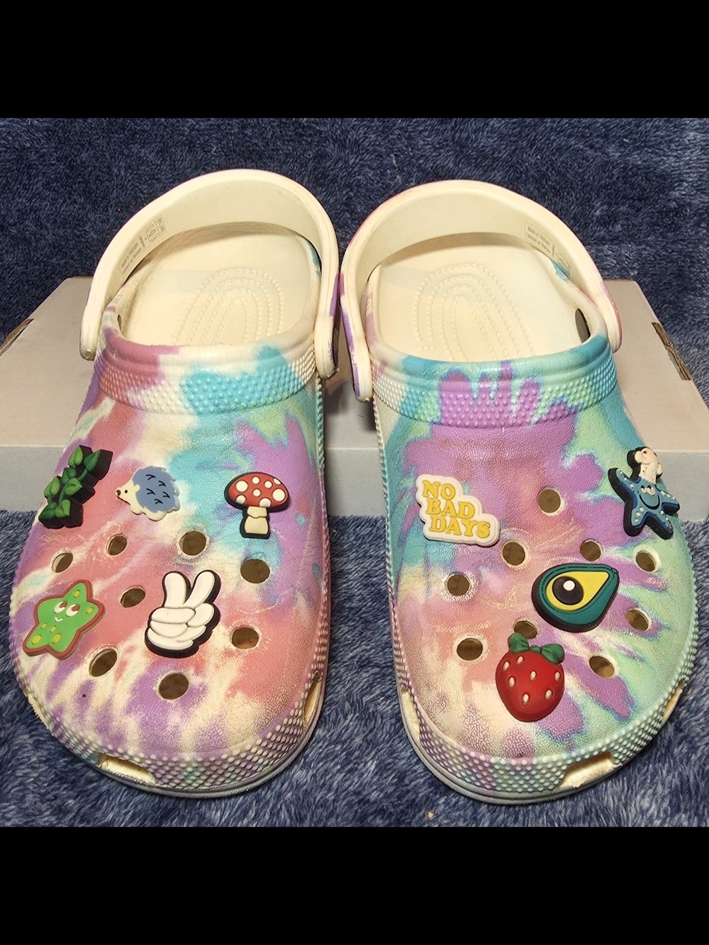 CROCS Kids Tie-Dye Slip-On Clogs in Pink, Blue & Purple